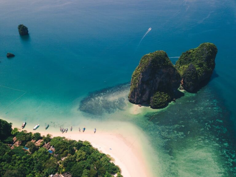 Phuket is the largest island in Thailand, featuring scenic viewpoints and waterfalls, perfect for exploration. The Phi Phi and James Bond Island offer exciting island-hopping adventures, whilst Patong Beach lively nightlife and bustling markets